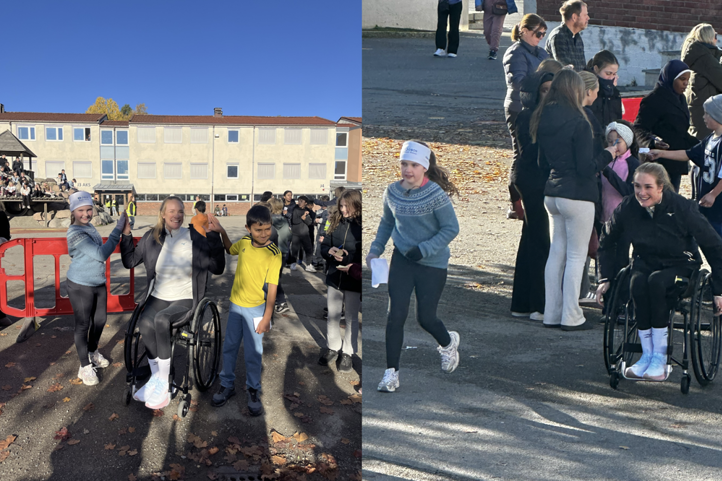 En gruppe mennesker som går