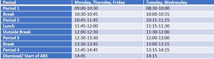 PYP Bell Schedule